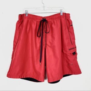 Speedo Red Lace Up Swim Trunks with Pockets